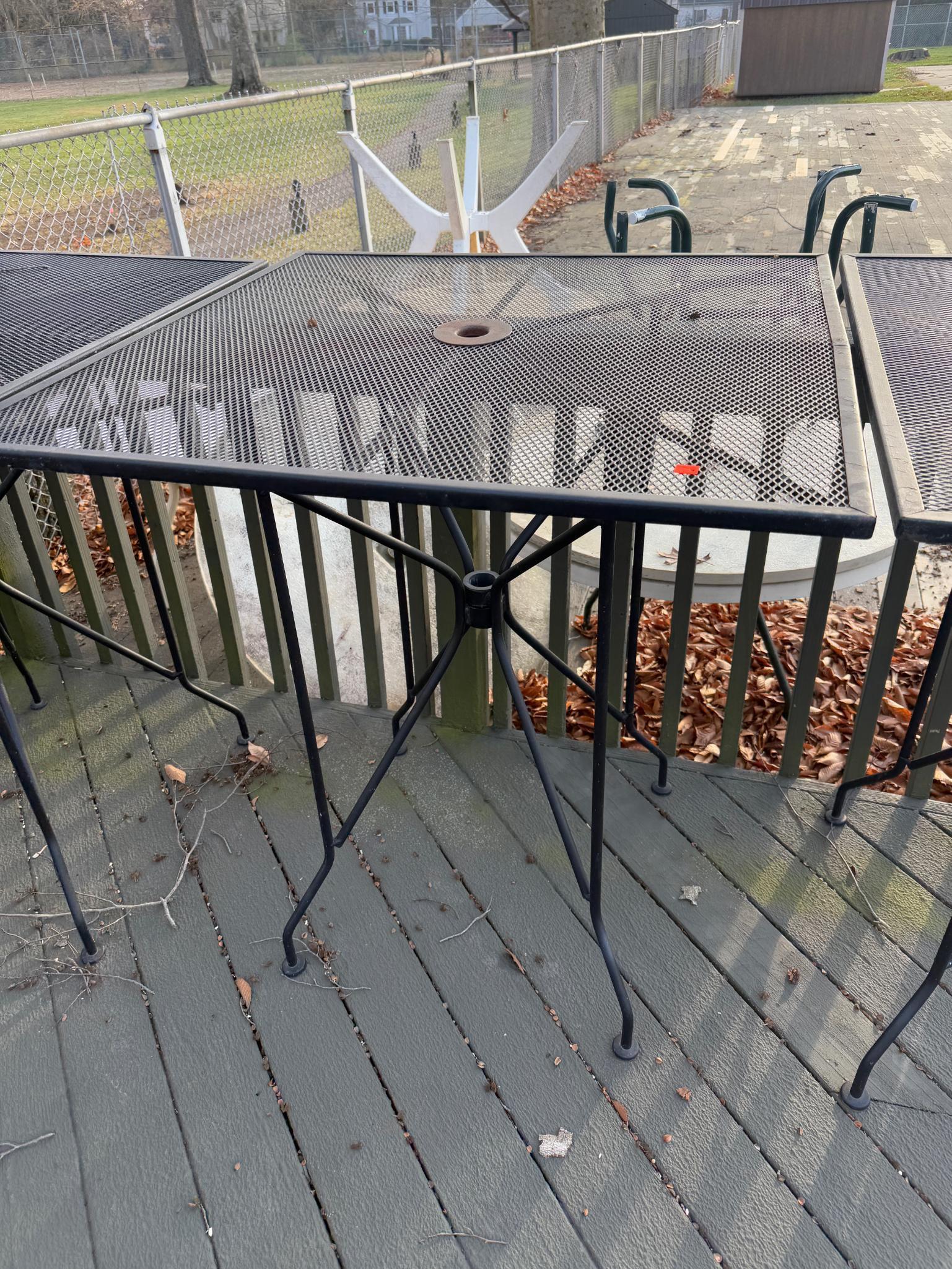 High Top Iron Table top is 36" x 36", 41" tall w/ umbrella hole