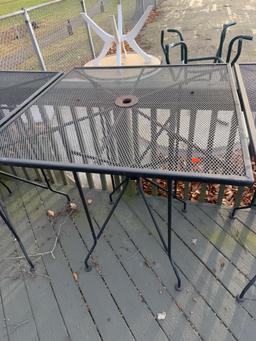 High Top Iron Table top is 36" x 36", 41" tall w/ umbrella hole