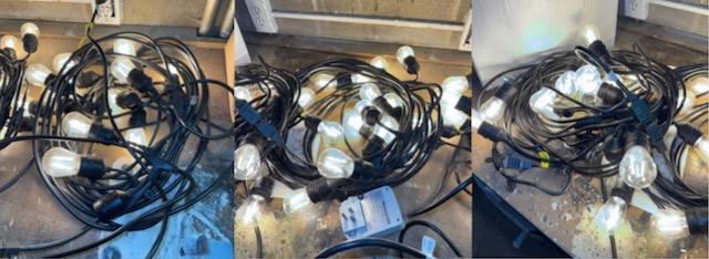 3 strands Tent Lights w/ replacement bulbs, tested working