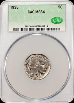 1935 Buffalo Nickel in CAC MS64 holder