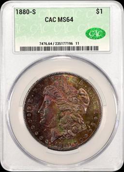1880-S Morgan Silver Dollar in CAC MS64 Holder
