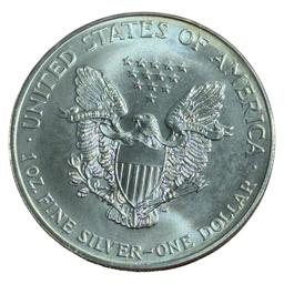 1999 US Silver Eagle Dollar Coin, .999 Fine Silver
