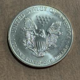 1999 US Silver Eagle Dollar Coin, .999 Fine Silver