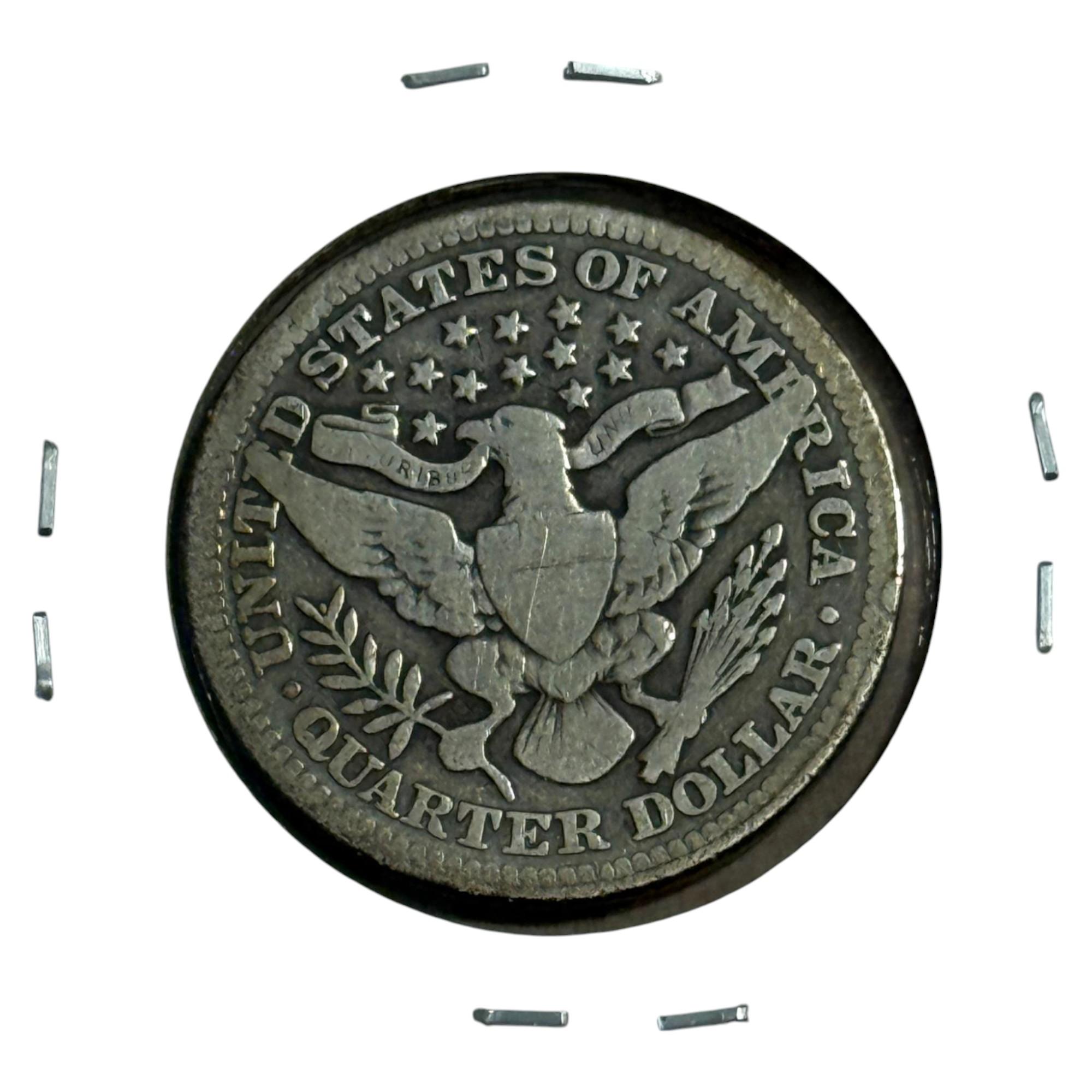 1913 US Barber Quarter Dollar, 90% Silver