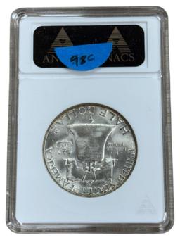 1951-S Franklin Half Dollar in MS64FBL ANACS soapbox holder
