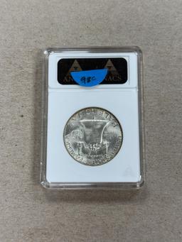 1951-S Franklin Half Dollar in MS64FBL ANACS soapbox holder