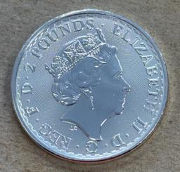 2023 Britannia 1 Ounce .999 Fine SIlver Round, 2 pound denomimation