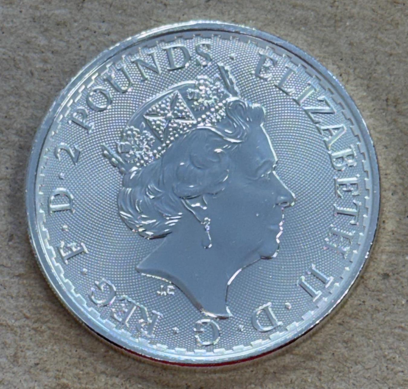 2023 Britannia 1 Ounce .999 Fine SIlver Round, 2 pound denomimation