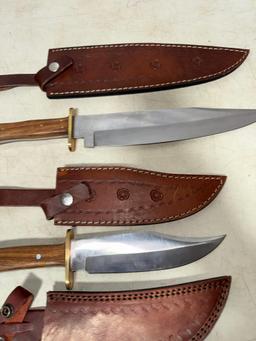3- Large Straight Knives w/ sheaths