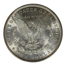 1889 Morgan Silver Dollar in MS64 ANACS Soapbox Holder, VAM 16 Double Ear, HOT 50