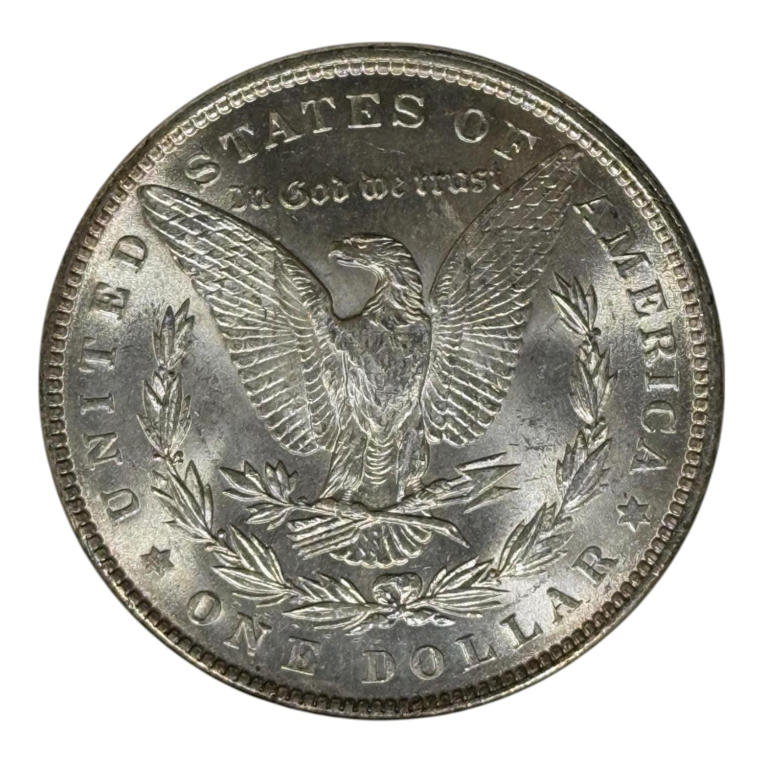 1889 Morgan Silver Dollar in MS64 ANACS Soapbox Holder, VAM 16 Double Ear, HOT 50