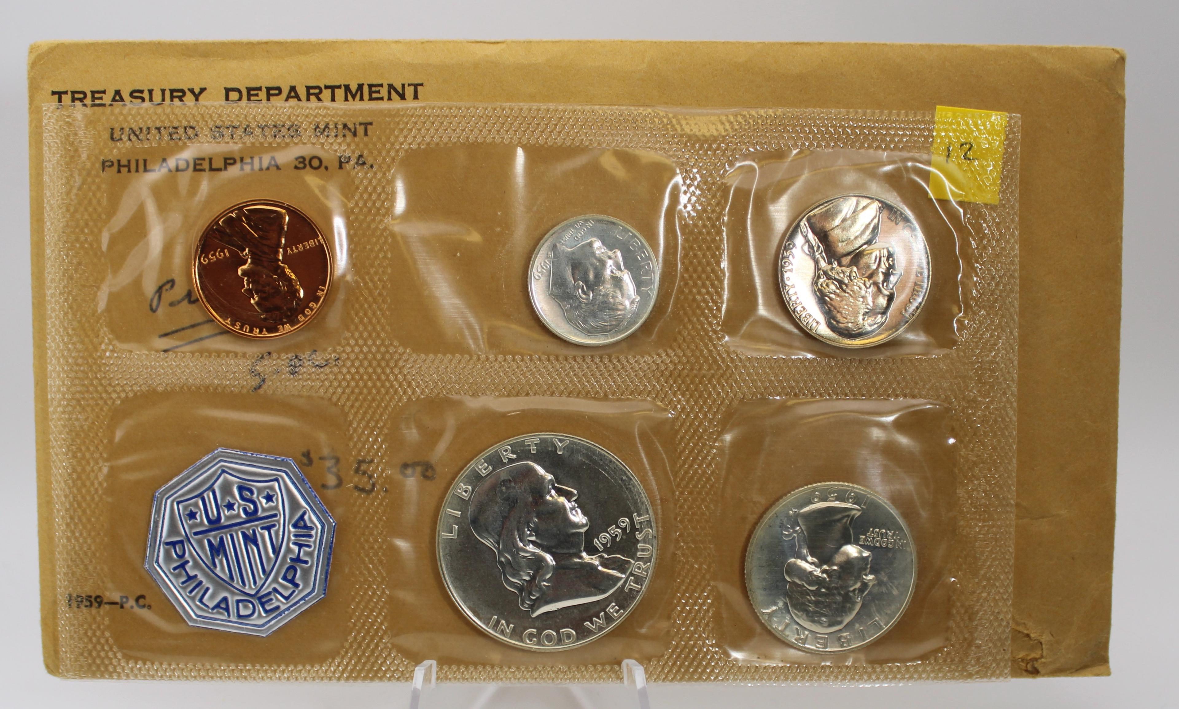 1959P US Mint Proof set, includes 3 SILVER Proof coins