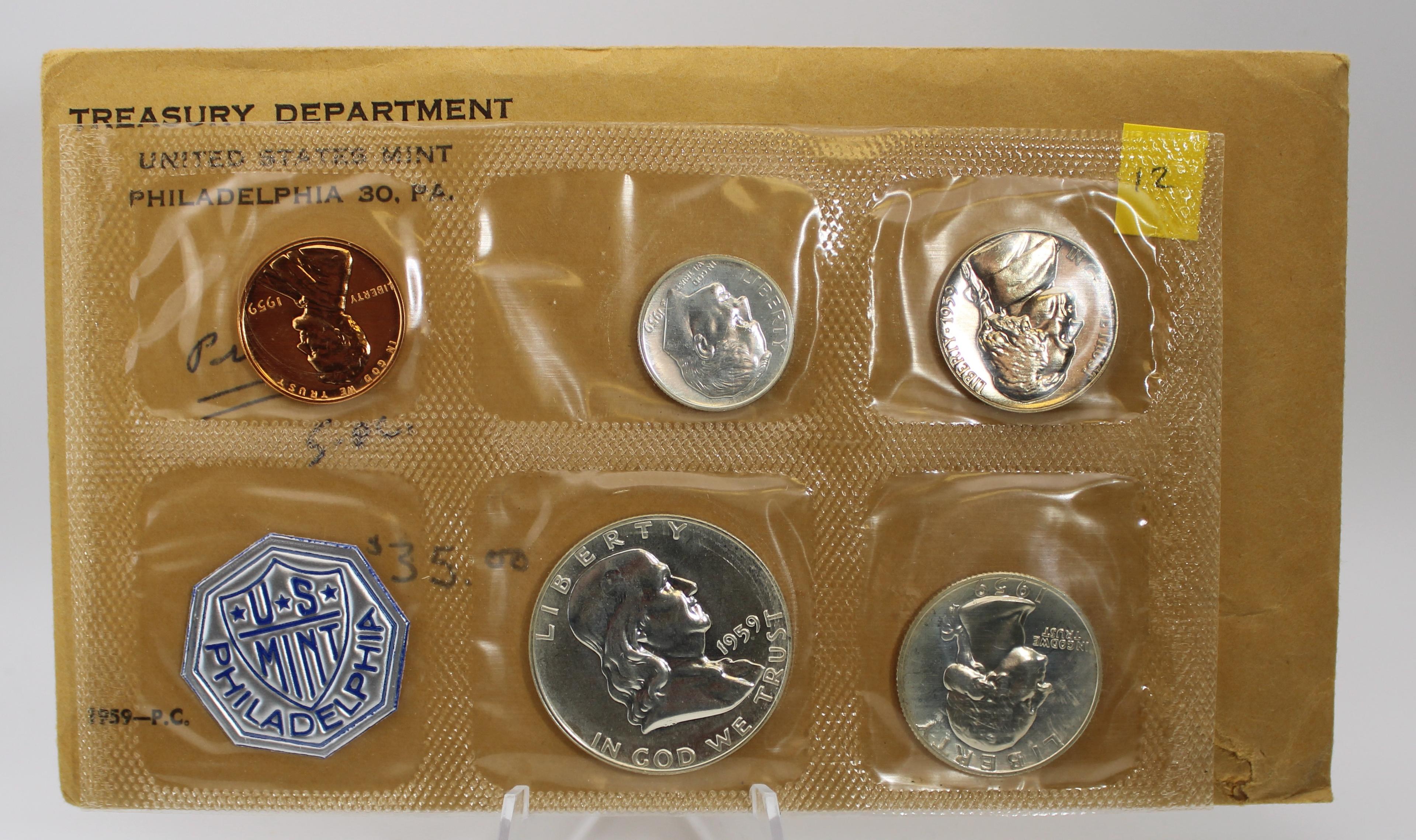 1959P US Mint Proof set, includes 3 SILVER Proof coins