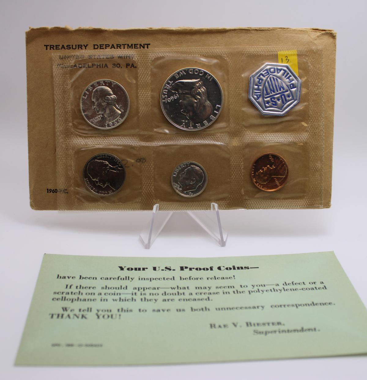 1960P US Mint Proof set, includes 3 SILVER Proof coins