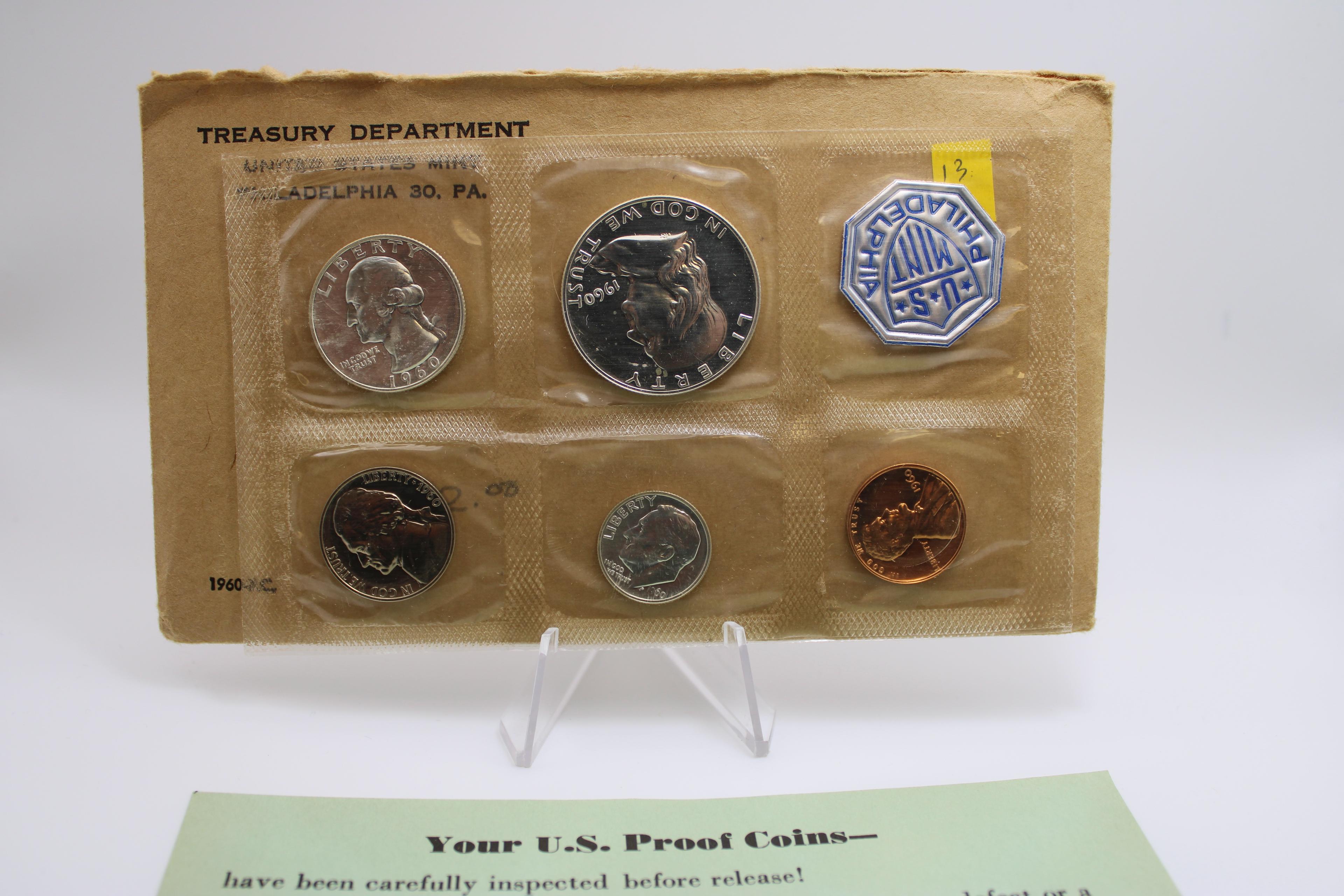 1960P US Mint Proof set, includes 3 SILVER Proof coins