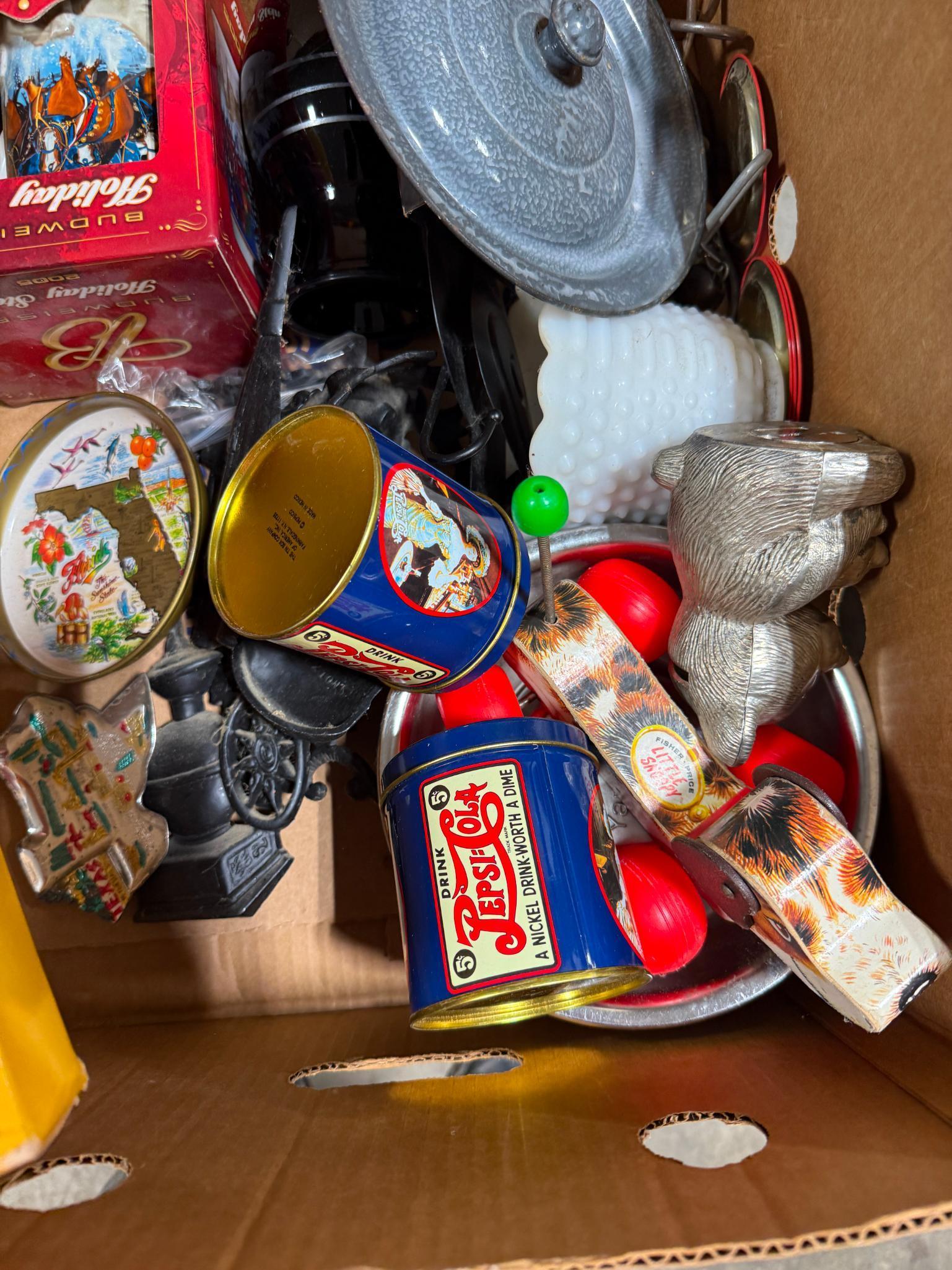 Budweiser stein, vintage toy, misc