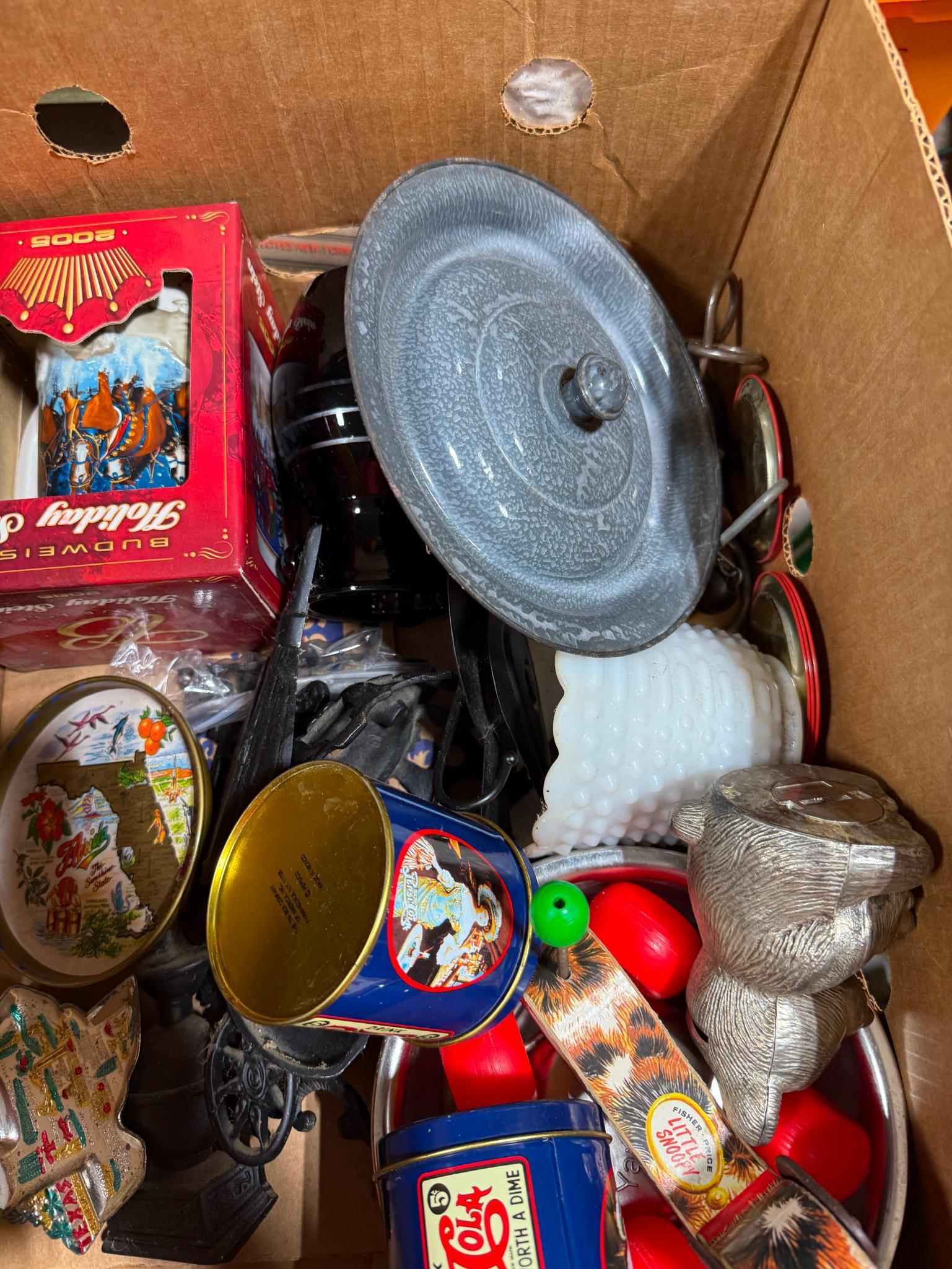 Budweiser stein, vintage toy, misc