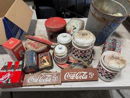 Lot of asst Coca Cola memorabilia and other decor