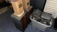 Misc electronics lot, TV has no cord and untested, speakers and more