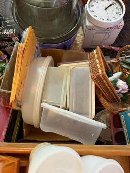 Assorted House wares, Kitchen wares holiday, some Tupperware - large lot