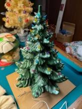 Ceramic Christmas tree works as should 22" tall 2 piece super nice! missing topper insert