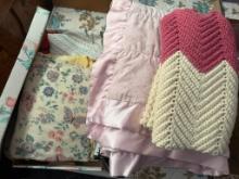 Linens, Afghans, Electronics, Books in tote and more