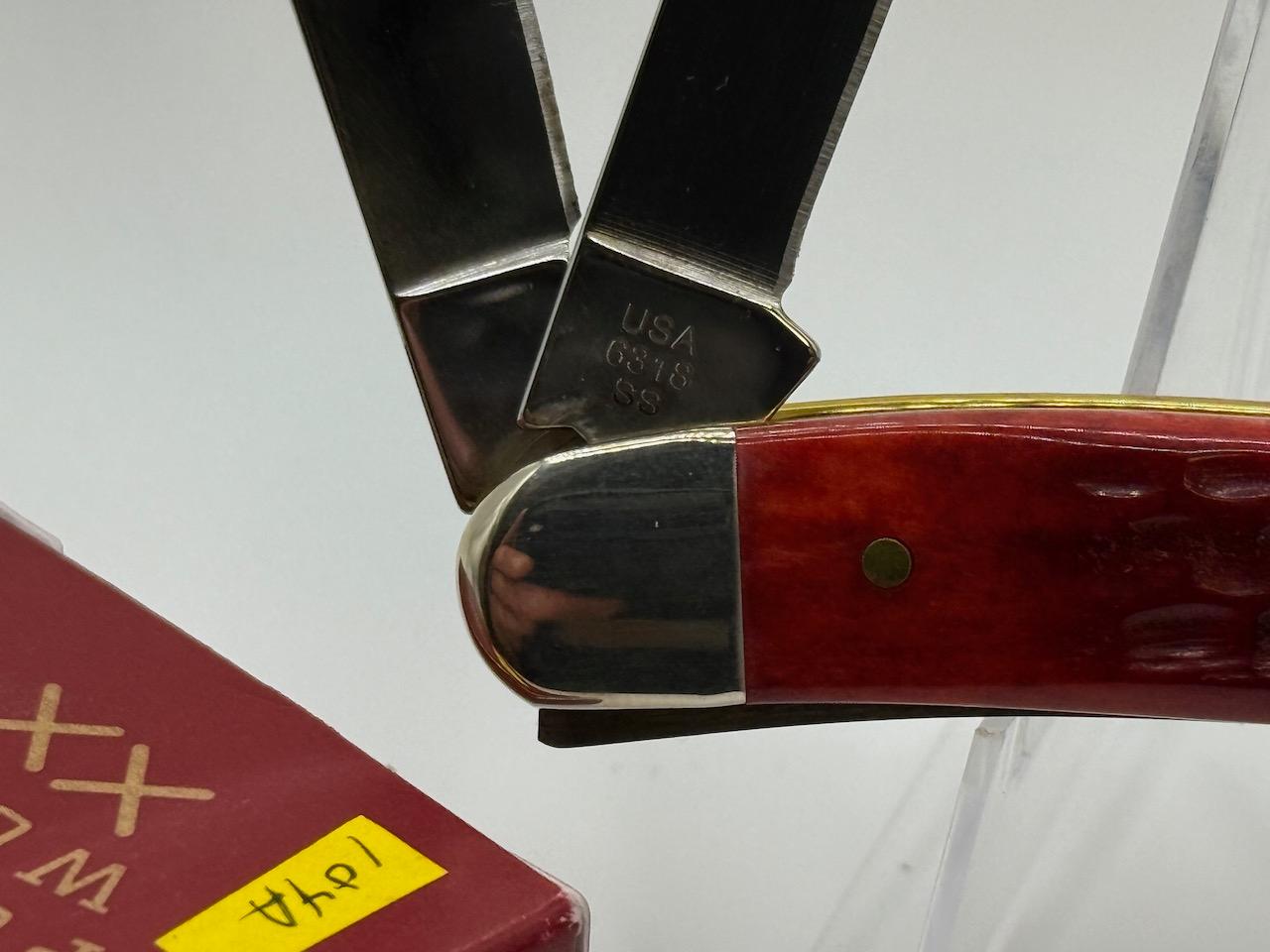 Case 6318 SS Pocket Knife, 3 Blades, Old Red Bone Handle, USA Made, NIB