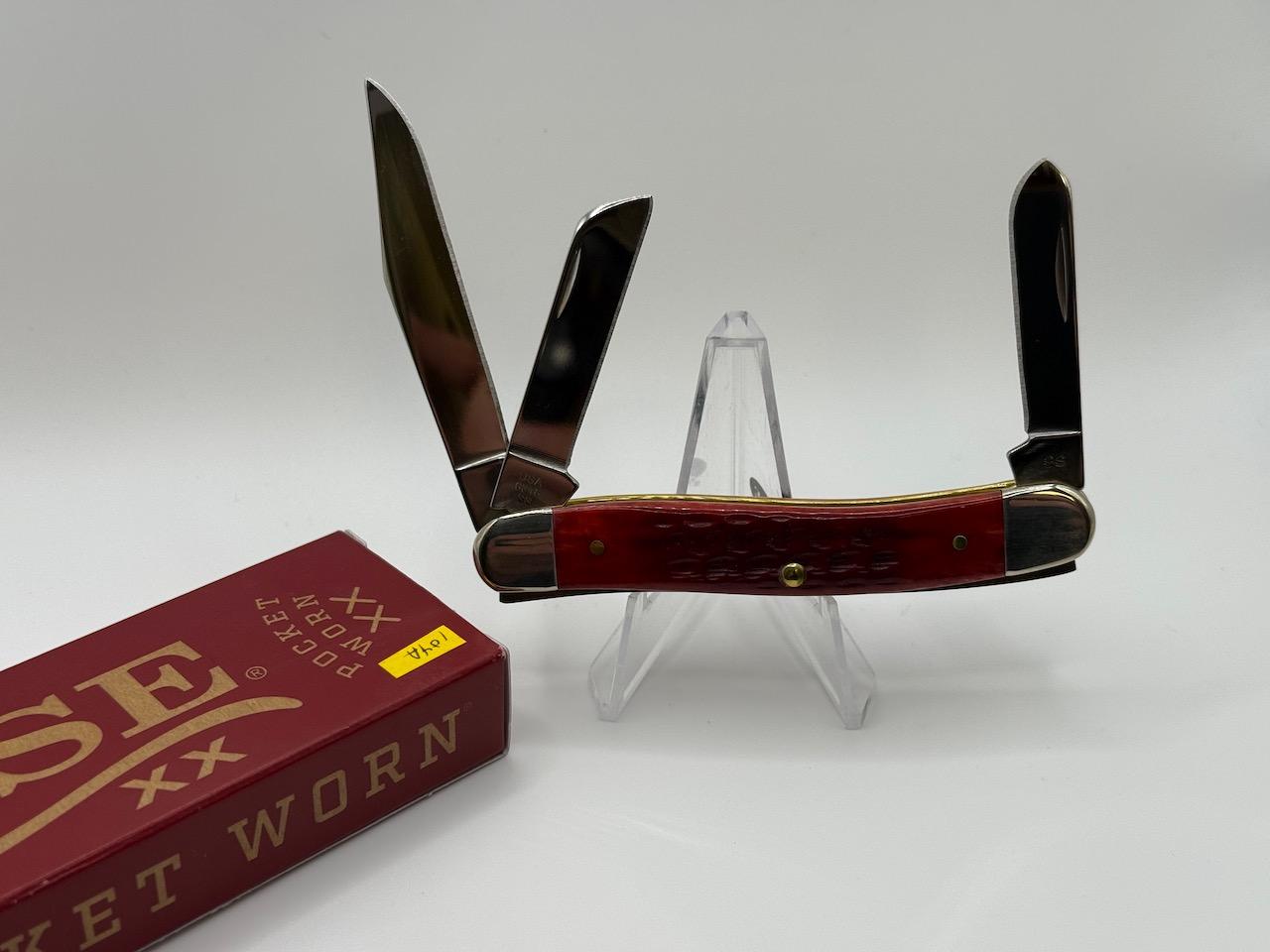 Case 6318 SS Pocket Knife, 3 Blades, Old Red Bone Handle, USA Made, NIB