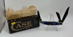 Case XX 6344 SS Pocket Knife, 3 Blades, Jigged Blue Bone Handle, NIB
