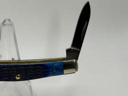 Case XX 6344 SS Pocket Knife, 3 Blades, Jigged Blue Bone Handle, NIB
