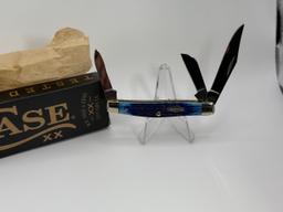 Case XX 6344 SS Pocket Knife, 3 Blades, Jigged Blue Bone Handle, NIB