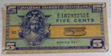 Military Payment Certificate 5 Cents Series 521