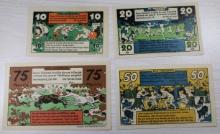 4 pieces- Bad Harzburg Notgeld Set, 10-75 Pfennig, German Emergency Money, sells times the money