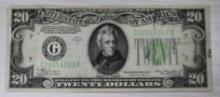 1934 US $20 Light Green Seal Banknote