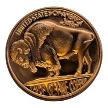 2015 1 AVDP OZ Fine Copper Coin, Native American Head & American Bison