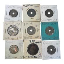 French Coins Collection, Various Denominations and Years, France
