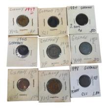 German Coins Collection, 1898-1950, 1/2/10/50 Pfennig, Various Mint Marks