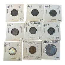 German Coins Collection, 5 Pfennig & 2 Marks, 1876-1950, Mint Marks A, D, G