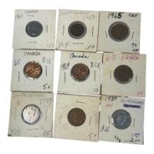 Canadian and Swiss Coins, Various Denominations, 1960-1969
