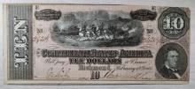 1864 $10.00 Confederate Currency Note