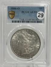 1886-O Morgan Dollar in PCGS AU55 Holder