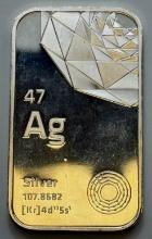 Elemetal Silver Bullion Bar, 1 Ounce Troy, .999+ Fine Silver