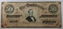 1864 Confederate States of America $50 Banknote