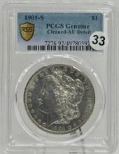 1901-S Morgan Dollar Coin in PCGS Genuine Cleaned-AU Holder
