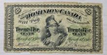 Dominion of Canada 1870 Twenty-Five Cents Banknote