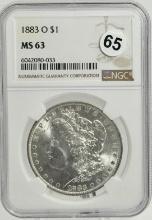 1883-O Morgan Silver Dollar in NGC MS 63 Holder
