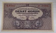1927 Czechoslovak 10 Korun Banknote, NarodnÃ¡ banka