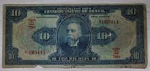 Brazil 10 Mil Reis Banknote, Early 20th Century Design