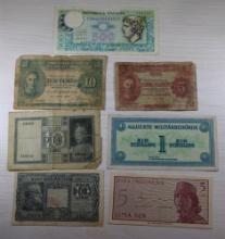 7- vintage foreign Banknotes, sells times the money
