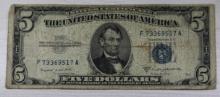 1953-B $5 Blue Seal US Silver Certificate